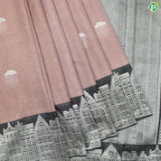 Onion Pink Silver Zari Rain Cloud And Amsterdam Building Inspired Trendy Designer Silk Saree