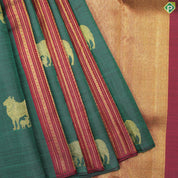 Bottle Green And Maroon Combo Gold Zari Pasuvum Kandrum Butta Trendy Designer Silk Saree