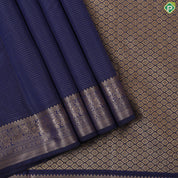 Indigo blue gold zari vairaoosi design self colour gold zari floral butta border art silk gift saree