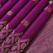 Purple with silver gold zari and silk thread set butta design self border traditional silk saree