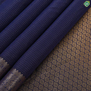 Indigo blue gold zari vairaoosi design self colour gold zari floral butta border art silk gift saree