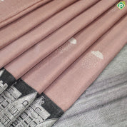 Onion Pink Silver Zari Rain Cloud And Amsterdam Building Inspired Trendy Designer Silk Saree