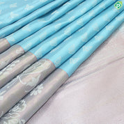 Sky Blue silver butterfly butta  peach pink rangoli design border Trendy designer Silk Saree