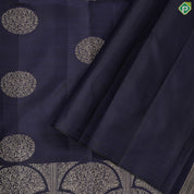 Ink Blue gold zari round butta design self gold zari fancy high border trendy designer silk saree