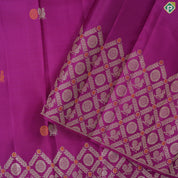 Purple with silver gold zari and silk thread set butta design self border traditional silk saree