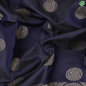 Ink Blue gold zari round butta design self gold zari fancy high border trendy designer silk saree