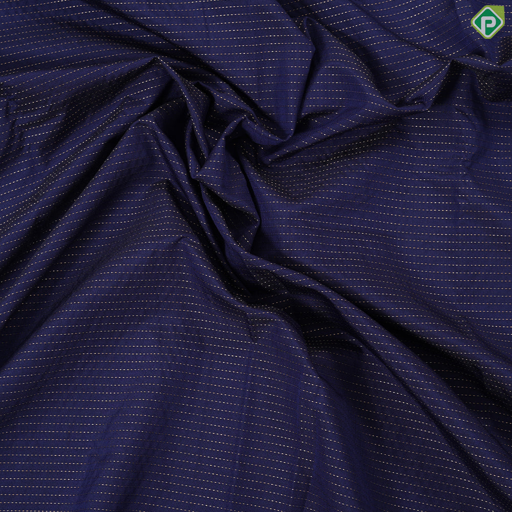 Indigo blue gold zari vairaoosi design self colour gold zari floral butta border art silk gift saree