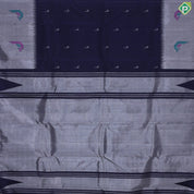 Indigo Blue With Silver Zari Butta and Border colourful Meena work butta trendy designer silk saree