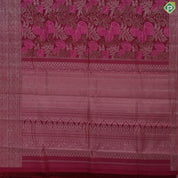 Beetroot pink silver zari tropical effect design self colour multi lines border trendy designer silk saree