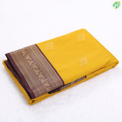 Spring green gold zari butta design contrast brown rangoli border gift saree