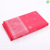 Blue and silver gold zari butta design self border art silk gift saree