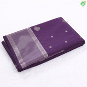 Blue and silver gold zari butta design self border art silk gift saree