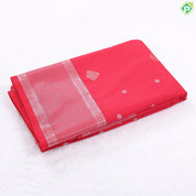 Blue and silver gold zari butta design self border art silk gift saree