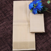 Sandal Plain Self gold zari border Exclusive 3 in 1 Pure Silk 8*4 dhoti Vesti Set