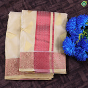 Creamy Sandal Cristal Design Self Copper Zari Stars border Border 3 in 1 Vesti Dhoti Set