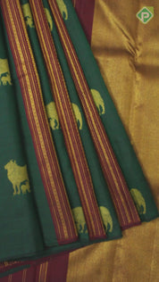Bottle Green And Maroon Combo Gold Zari Pasuvum Kandrum Butta Trendy Designer Silk Saree
