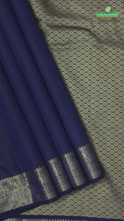 Indigo blue gold zari vairaoosi design self colour gold zari floral butta border art silk gift saree