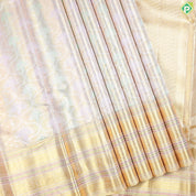 Golden Yellow Self Border  Bridal Tissue Silk Saree