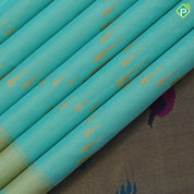 Sea green gold zari organized rain drop tissue weaved self gold zari edge border pythonic border pallu concept signature edition silk saree