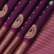 Purple Gold Zari Peacock Butta Design Pink Colour Peacock Border Design Pure Mix Silk Saree
