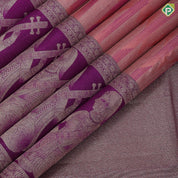 Onion pink silver zari and purple combo geometrical design purple silver gold zari meera sitting butta border trendy designer silk saree