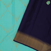 Sea green gold zari organized rain drop tissue weaved self gold zari edge border pythonic border pallu concept signature edition silk saree