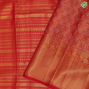 Tomato red gold zari self designed velthari design self gold zari mayikan border traditional silk saree