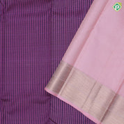 Violet With Purple Gold Zari Baby Pink Zig Zag  Ruthracham Border Design Traditional Silk Saree