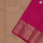 Light beige silk thread micro butta design rani pink gold zari fancy flower butta border traditional silk saree