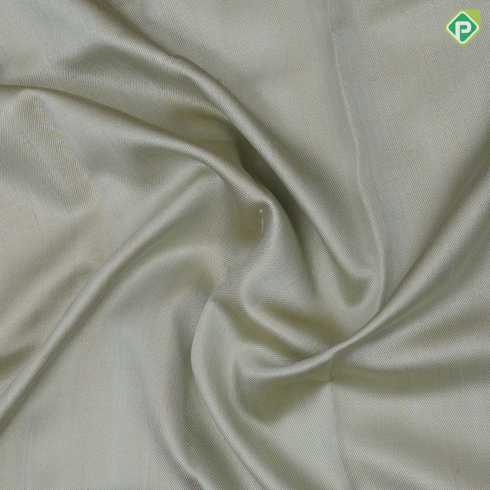 Tea green gold zari plain tissue weaved grape grey base village effect pythonic design long border signature edition silk saree