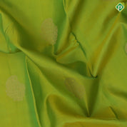 Apple Green Gold Zari Mango Motif Design Purple Peacock Border Design Traditional Silk Saree