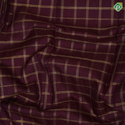 Plum burgundy gold zari checks window panel design self gold zari reta pett border traditional silk saree