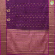 Purple Gold Zari Peacock Butta Design Pink Colour Peacock Border Design Pure Mix Silk Saree