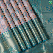 Orangish Pink With Gold Zari Floral Retta Pet Border Trendy Design Saree