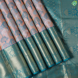 Orangish Pink With Gold Zari Floral Retta Pet Border Trendy Design Saree
