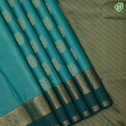 peacock green gold zari kandapiranda butta dark green gold zari fancy border traditional silk saree