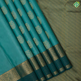 peacock green gold zari kandapiranda butta dark green gold zari fancy border traditional silk saree