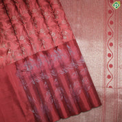 Maroon Color Silver Zari Floral Design With Big Flower Motif Border Fancy Trendy Silk Saree