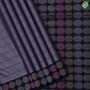 Dark onion pink self checks design black tri color zari round butta border soft silk saree