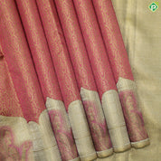 Peach Orange Gold Zari With Cream color Turning  Border Traditional Silk Saree