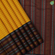 Mango yellow thread checks design purple brown with multi color thread work butta lines border traditional silk saree