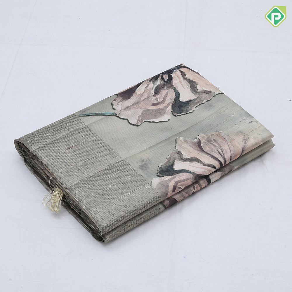Pastel shades big flower design self color zari border fancy cotton saree