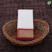 White gold zari kattam (checks) contrast maroon gold zari mayikan temple border 9.5 exclusive dhothi set