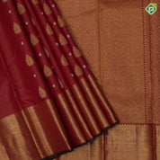 Cherry red gold zari thilagam butta vairaoosi self gold zari diamond design border koorai silk saree