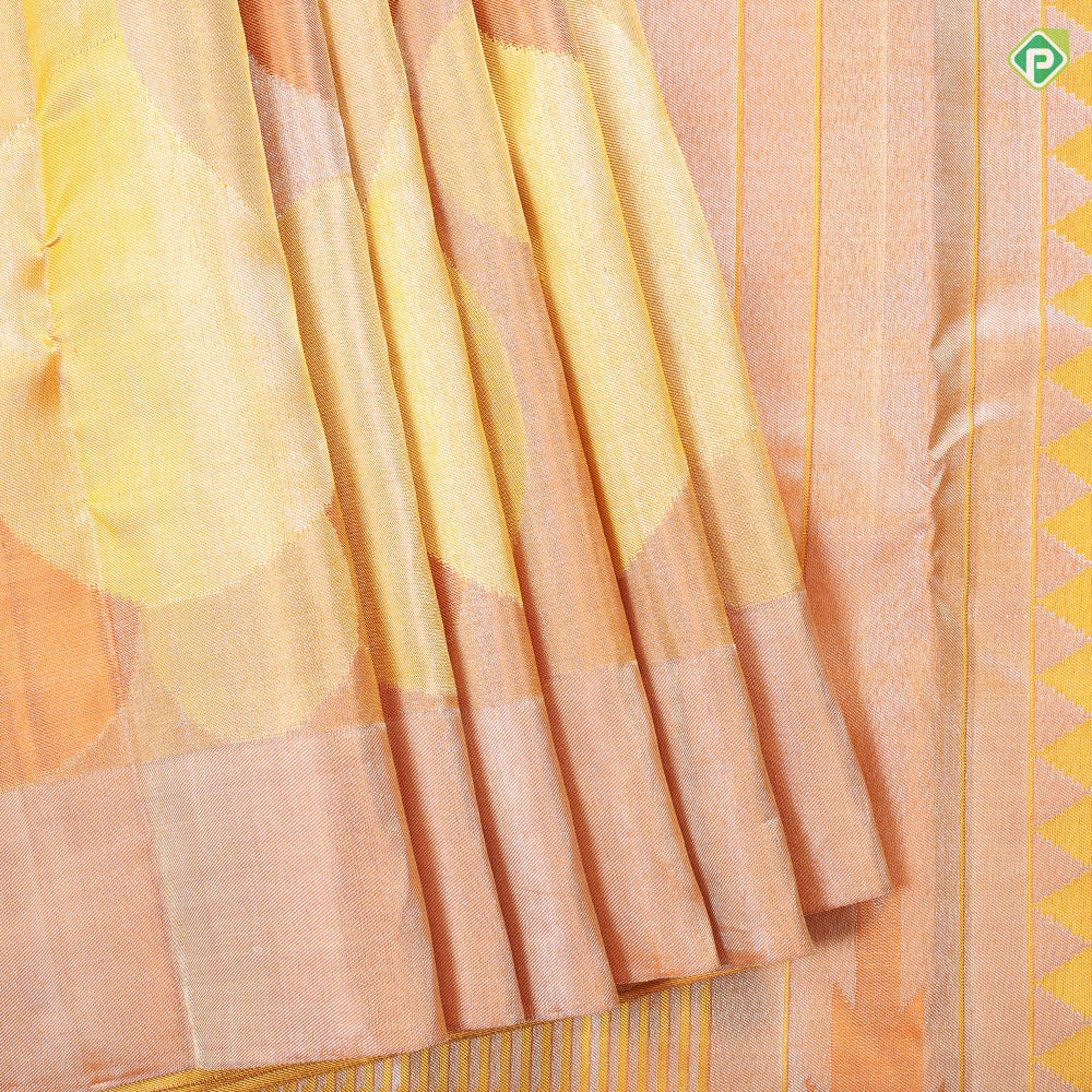 Pink shades with Orange Bubble Design Tissue weaved silk saree