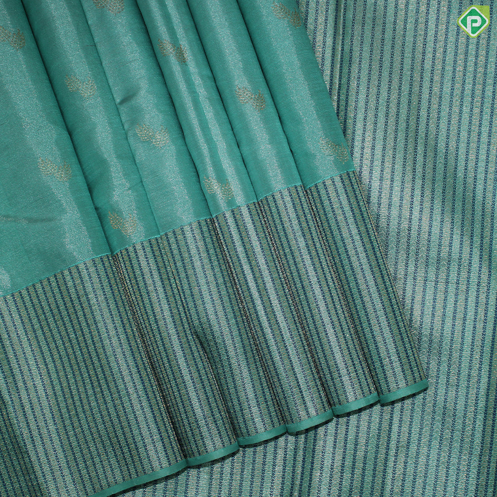 Rexsona Green Gold Zari With Self Color Border Tissue Traditional Silk Saree