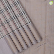 Light Gary Checked Design Gainsboro Gold Zari Manga Motif Border Design Trendy Silk Saree