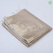 Pastel shade tissue Aari work flower design self gold zari cut border trending fancy tissue saree