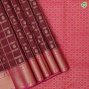 Violet gold zari window panel mid fancy butta pink gold zari fancy border Pure Mix silk saree