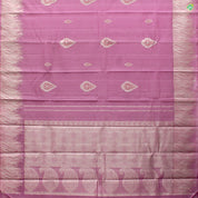 Rose Pink Thilagam Meena Work Silver Zari Fancy Border Pure Silk Linen Saree